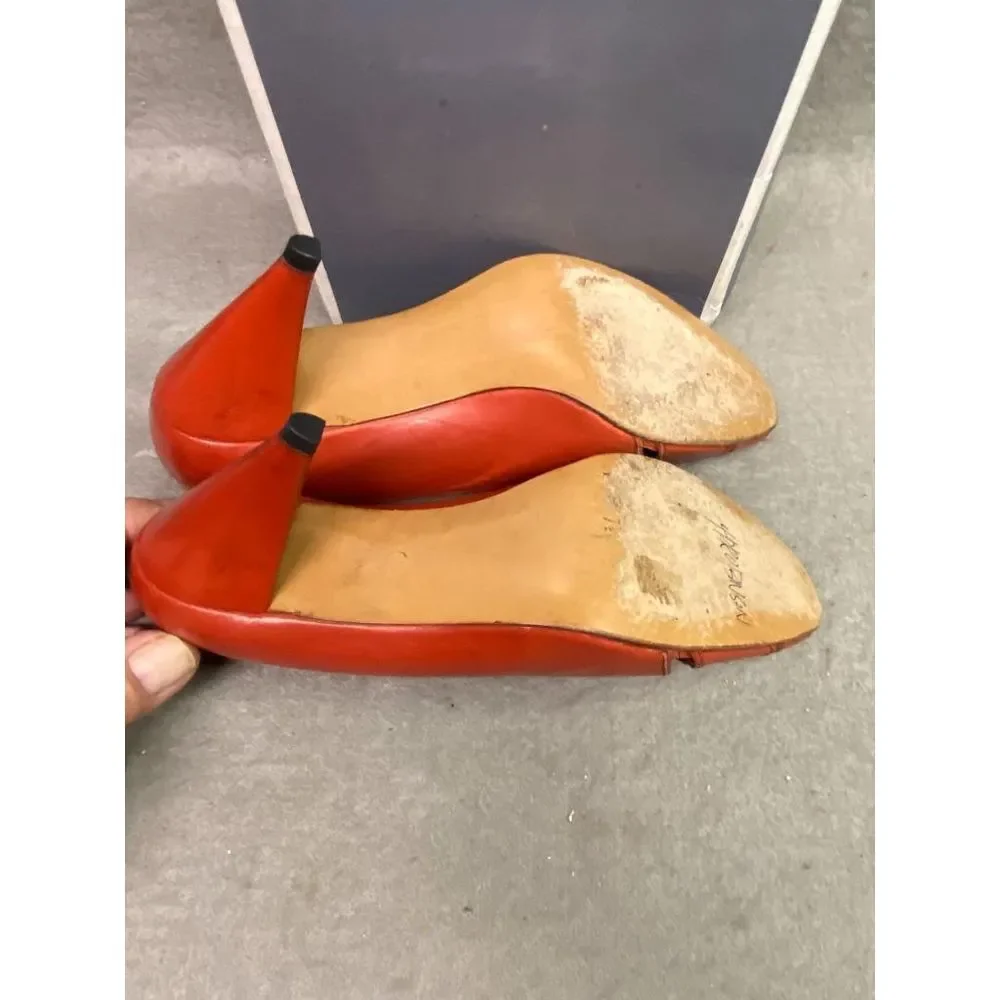 CHANTERELLE WOMEN'S HEEL PUMP SHOES BRICK COLOR PEEP‎ TOE SIZE 7 1/2B USED